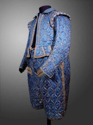 The stunning blue silk court suit made for Christian II, Elector of Saxony
